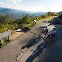 Brevard College cycling team on the blue ridge parkway